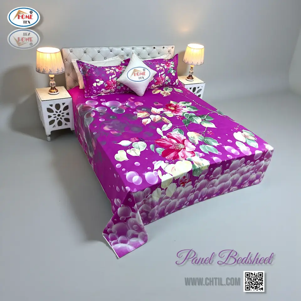 REACTIVE TWILL PANEL DOUBLE BED SHEET-1684-692