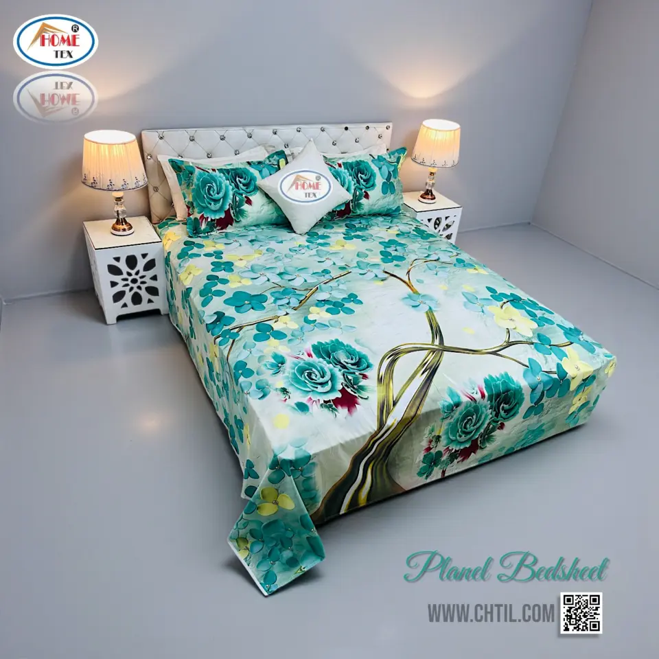 REACTIVE TWILL PANEL DOUBLE BED SHEET-1684-725