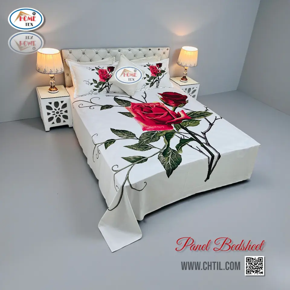 REACTIVE TWILL PANEL DOUBLE BED SHEET-1684-659