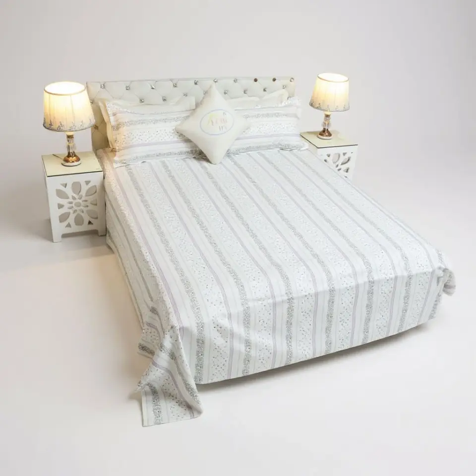 Product Type: Bed Sheet with Pillow Covers Color: Multicolor Main Material: Cotton Size: 7.5 X 8.5 Feet Double Size Bed Sheet J1 Double Bed Sheet 1001-1094