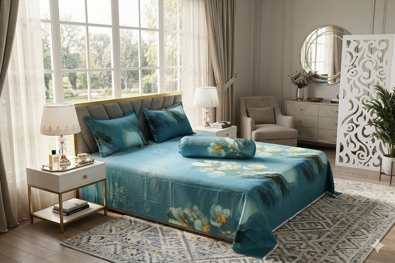 Classical Hometex - Bed Sheet And Two Matching Pillow Cover - Hometex Bangladesh