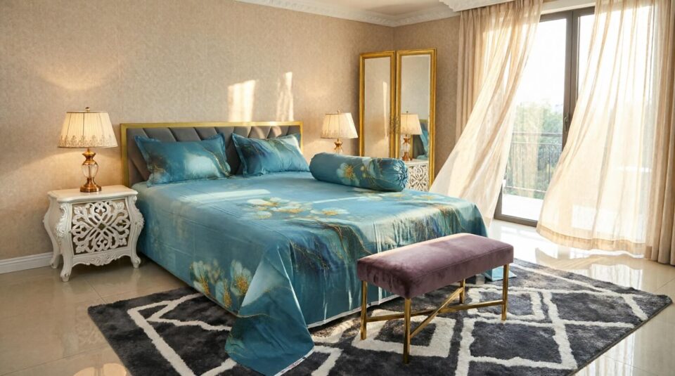 Classical hometex - bed sheet and two matching pillow cover - Hometex bangladesh