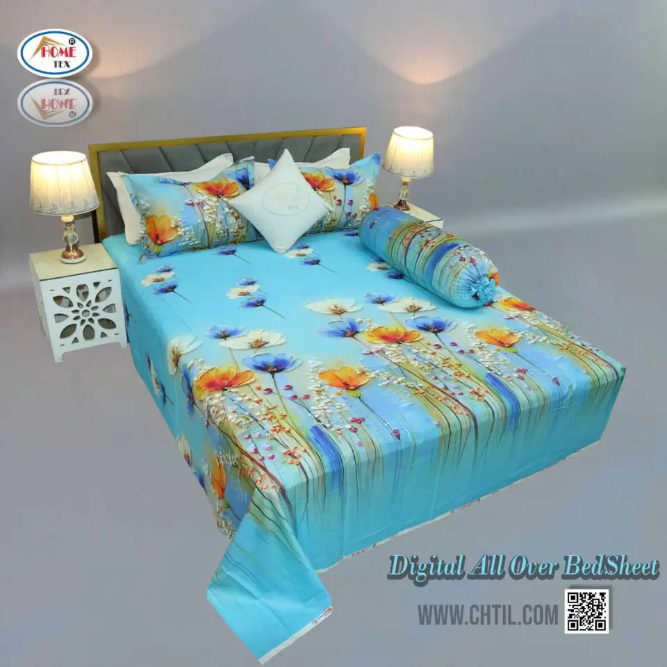 DIGITAL ALL OVER BED SHEET (4PCS SET) - 7274-122