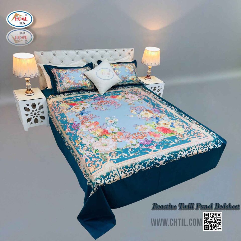 Reactive Twill Panel Double Bed Sheet-1684-770
