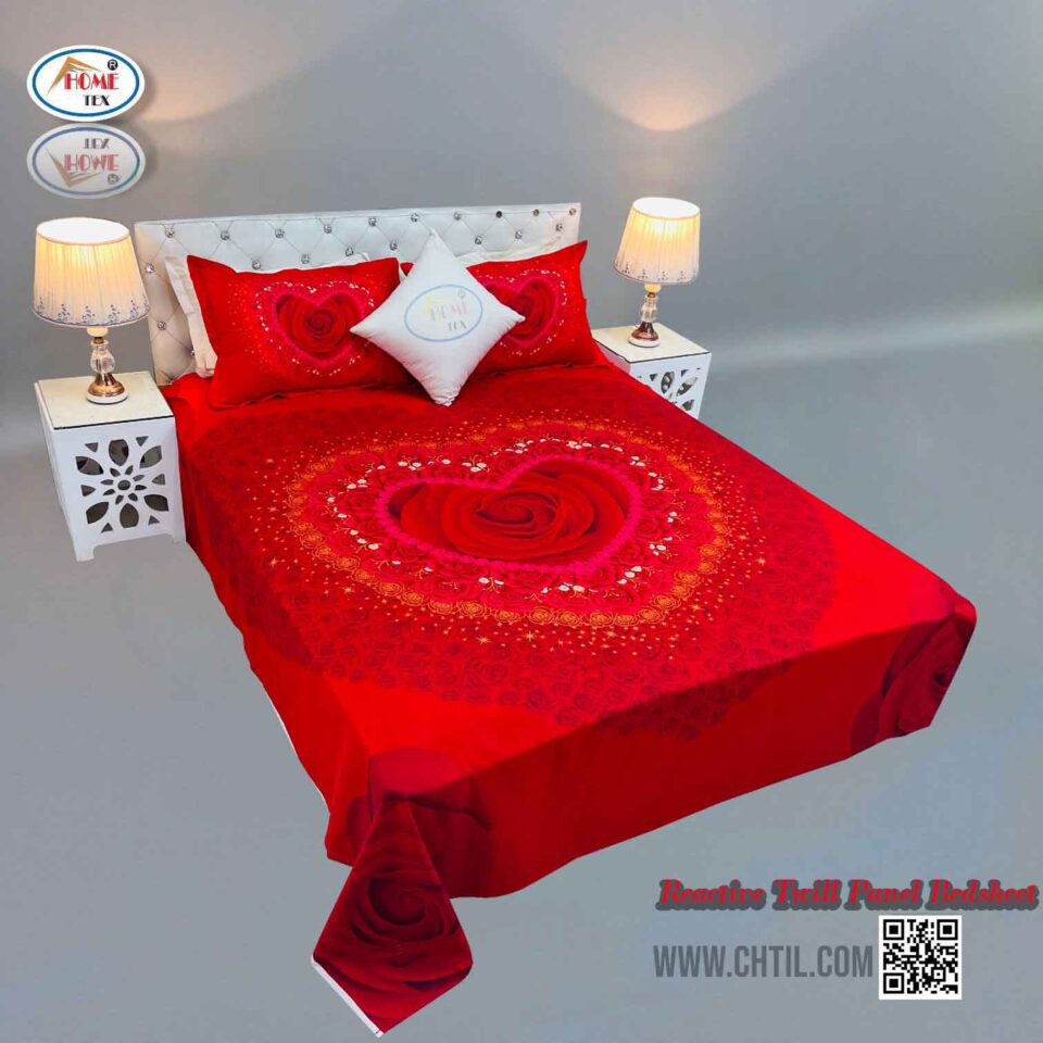 REACTIVE TWILL PANEL DOUBLE BED SHEET-1684-559