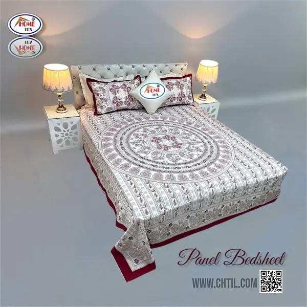 REACTIVE TWILL PANEL DOUBLE BED SHEET-1684-723