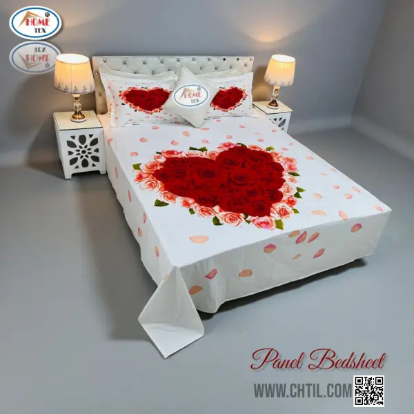 Reactive Twill Panel Double Bed Sheet-1684-761