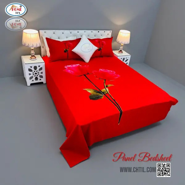 Reactive Twill Panel Double Bed Sheet-1684-762