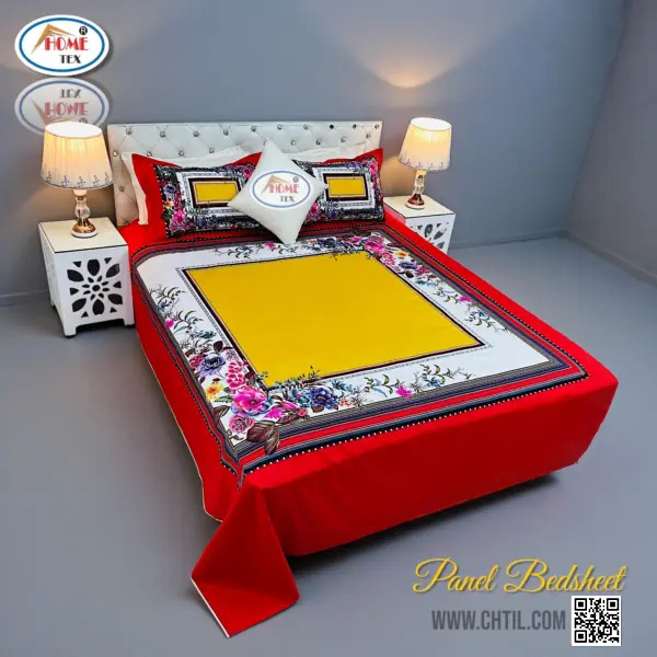 Reactive Twill Panel Double Bed Sheet-1684-780