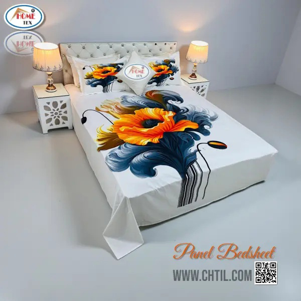 Reactive Twill Panel Double Bed Sheet-1684-782