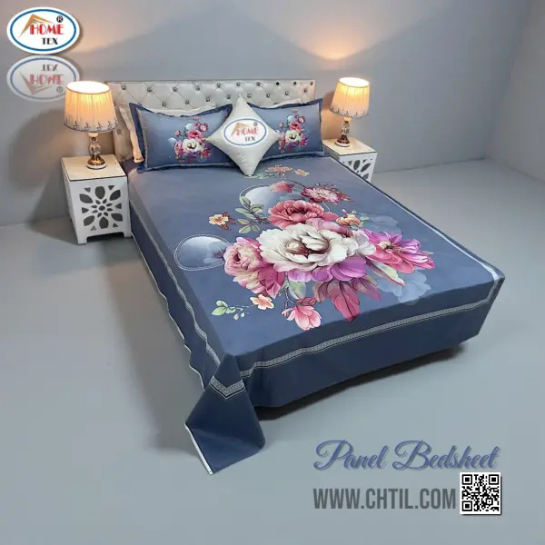 Reactive Twill Panel Double Bed Sheet-1684-788