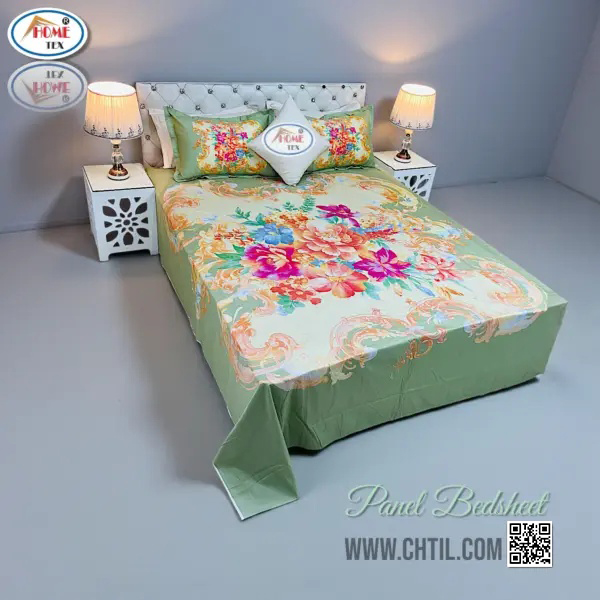 Reactive Twill Panel Double Bed Sheet-1684-793