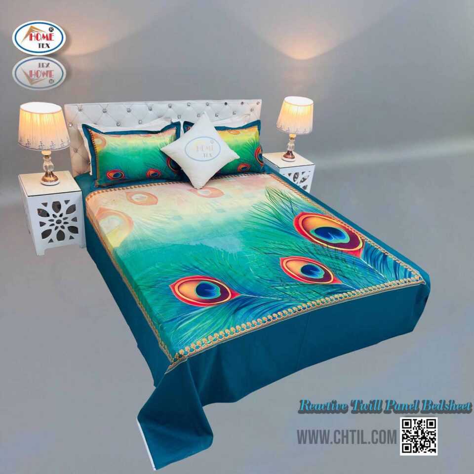 Reactive Twill Panel Double Bed Sheet-1684-771