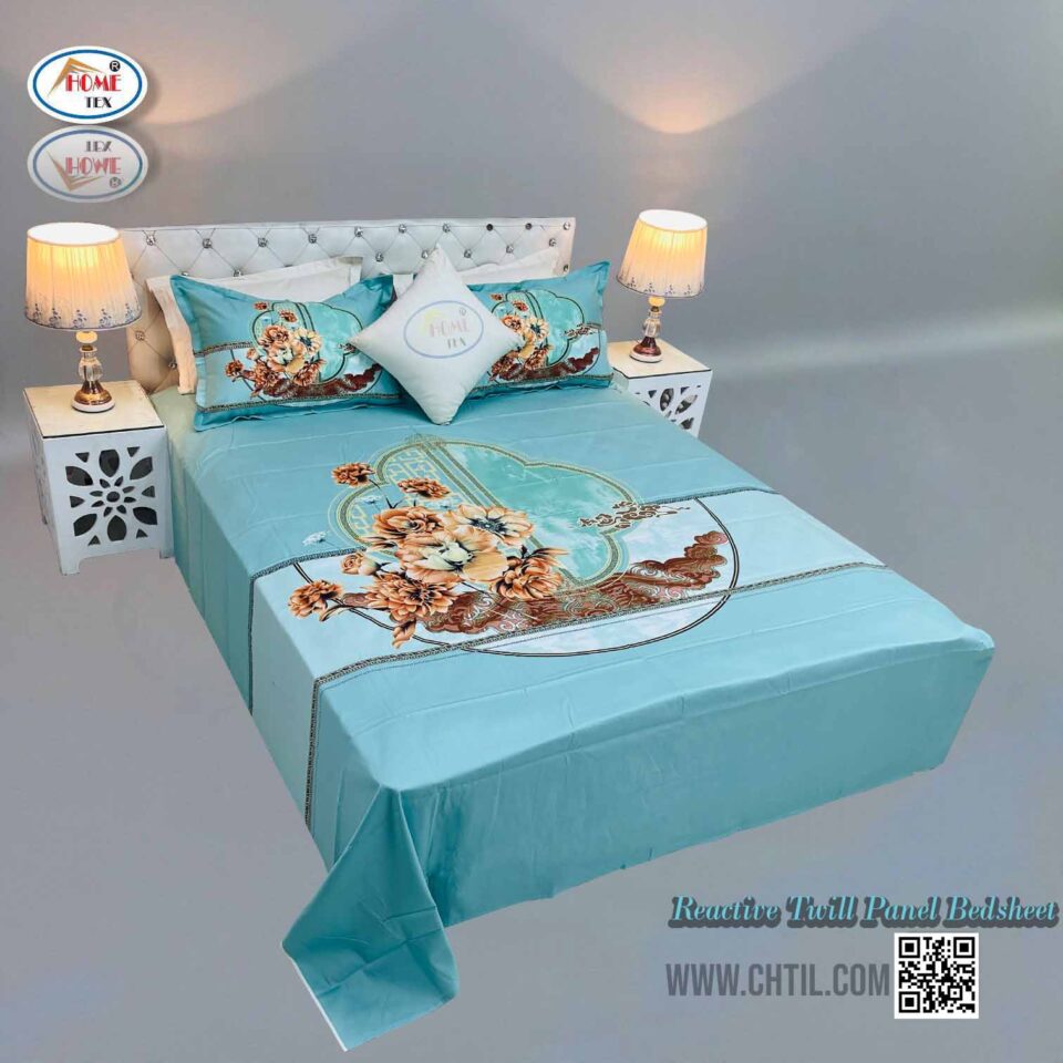 Reactive Twill Panel Double Bed Sheet-1684-798