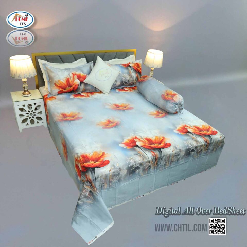Digital All Over Bed Sheet (4Pcs Set) - 7274-116