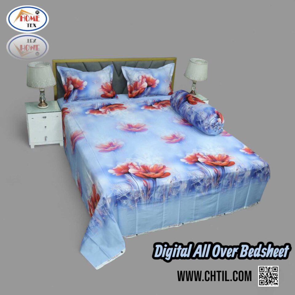 Digital All Over Bed Sheet (4Pcs Set) - 7274-117