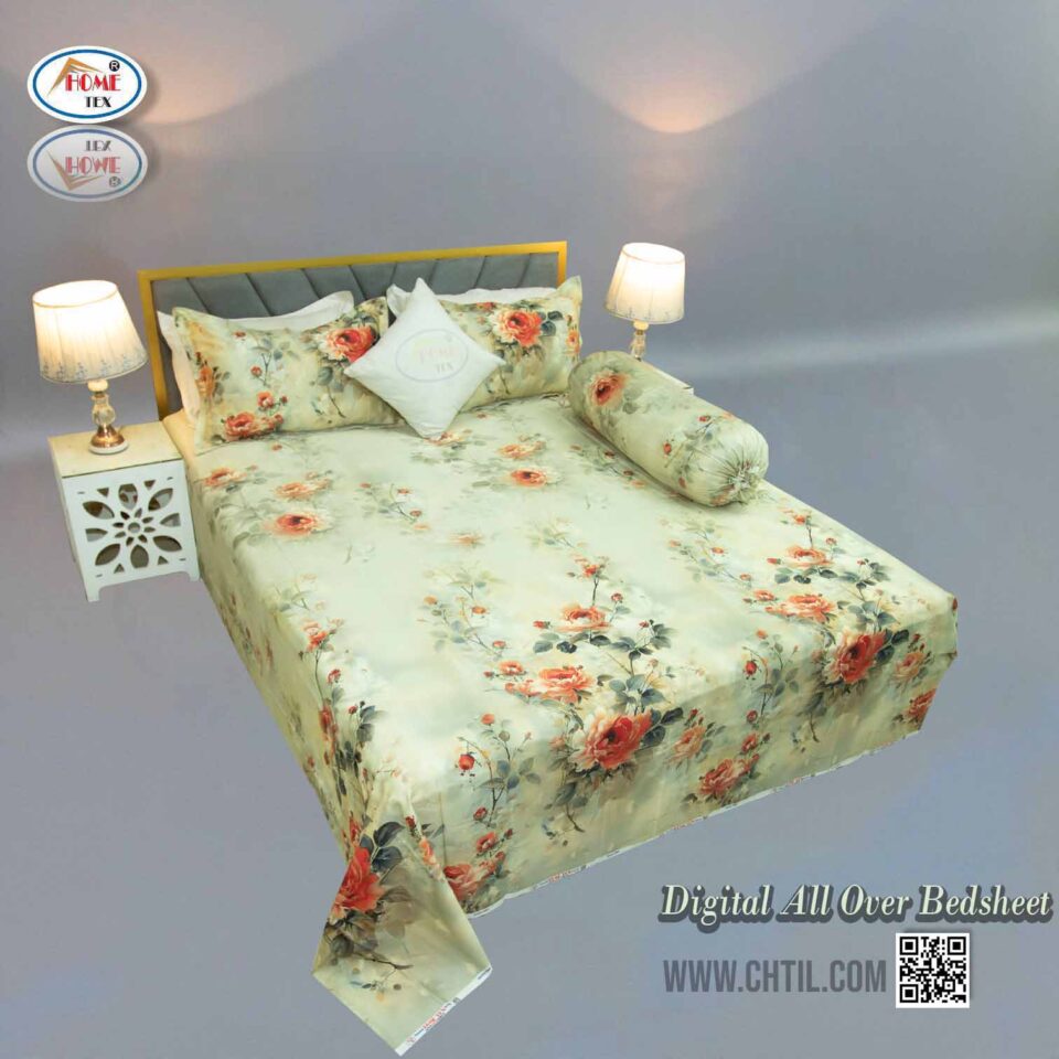 Digital All Over Bed Sheet (4Pcs Set) - 7274-119