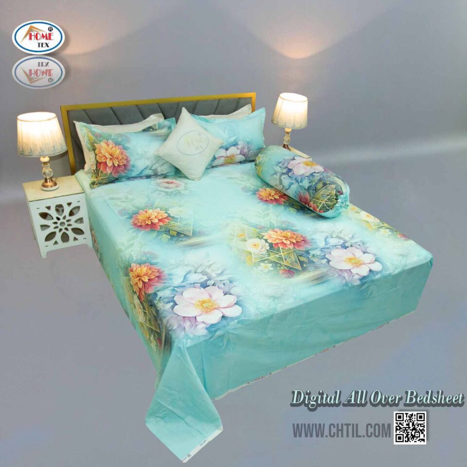 Digital All Over Bed Sheet (4Pcs Set) - 7274-120