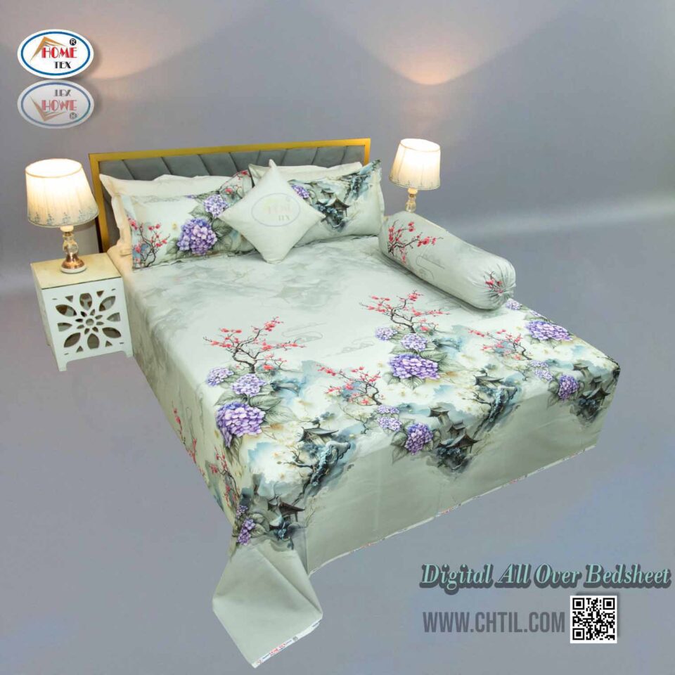 Digital All Over Bed Sheet (4Pcs Set) - 7274-121
