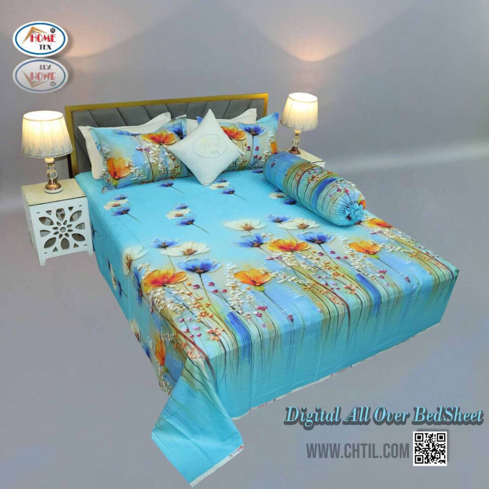 Digital All Over Bed Sheet (4Pcs Set) - 7274-122