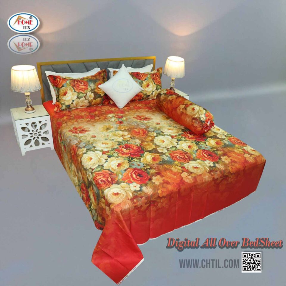 Digital All Over Bed Sheet (4Pcs Set) - 7274-123
