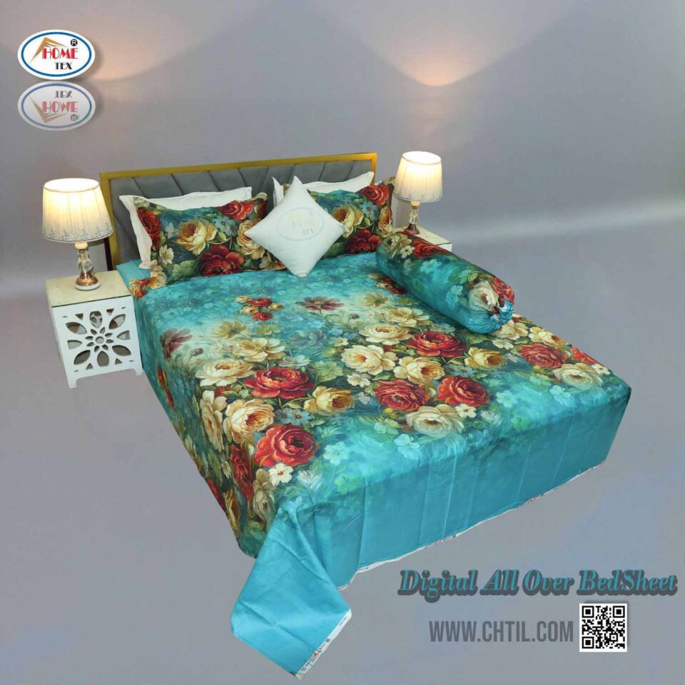 Digital All Over Bed Sheet (4Pcs Set) - 7274-124